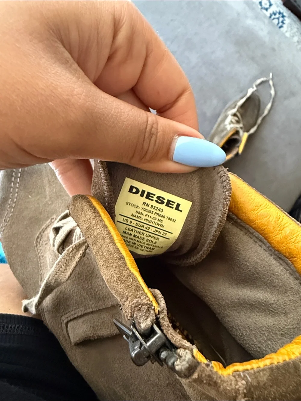 Diesel Brown Suede Lace-Up Boots with Yellow Interior